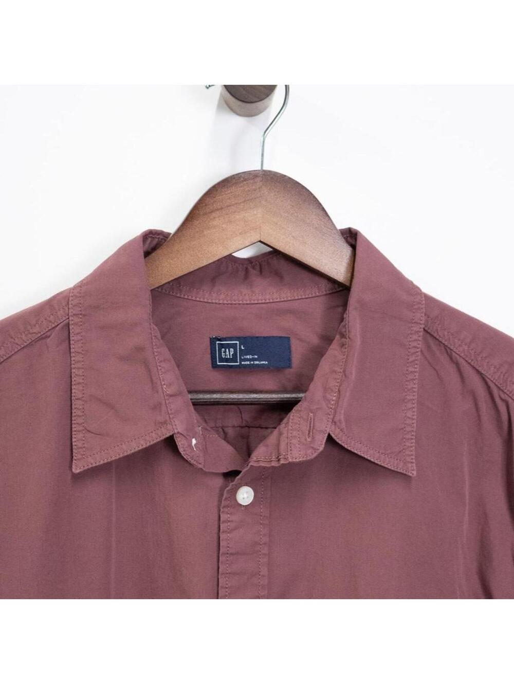 GAP Lived-In Burgundy Long Sleeve Button-Down Shirt Size Large